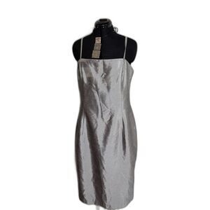 Scott McClintock Silver Beaded Sheath Cocktail Dress
